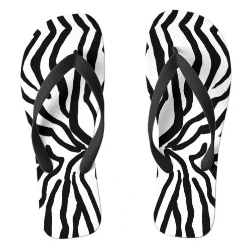 Zebra Black And White Hide Fur Pattern Flip Flops