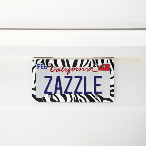 Zebra Black And White Hide Fur Pattern License Plate Frame