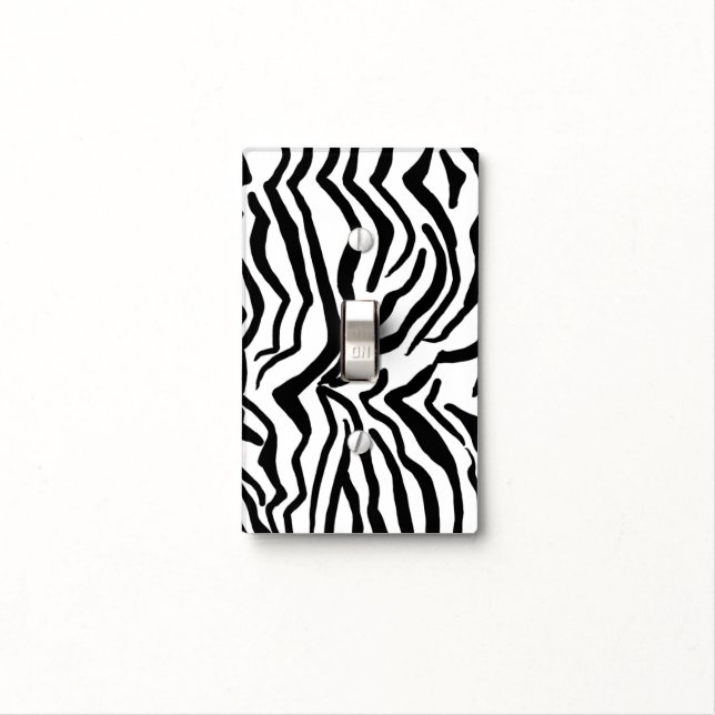 Zebra Black And White Hide Fur Pattern Light Switch Cover (In Situ)