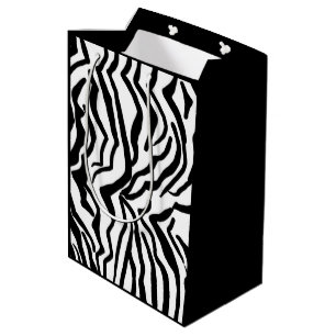 Zebra Black And White Hide Fur Pattern Medium Gift Bag