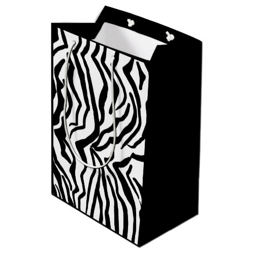 Zebra Black And White Hide Fur Pattern Medium Gift Bag