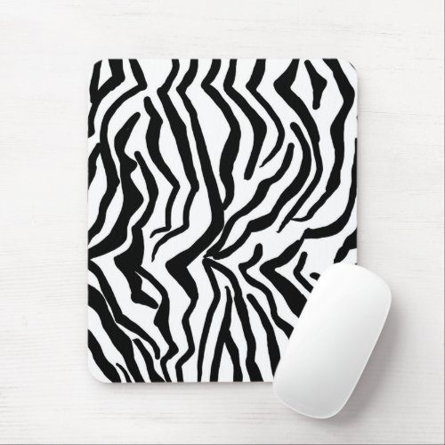 Zebra Black And White Hide Fur Pattern Mouse Pad