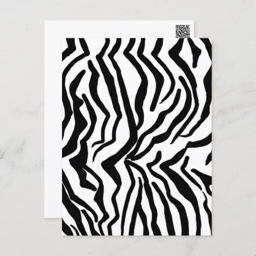 Zebra Black And White Hide Fur Pattern Postcard