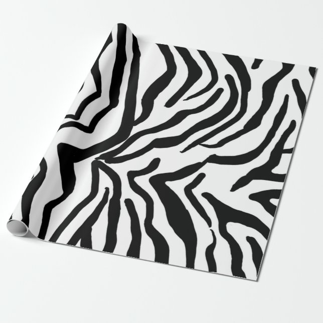 Zebra Black And White Hide Fur Pattern  Wrapping Paper (Unrolled)