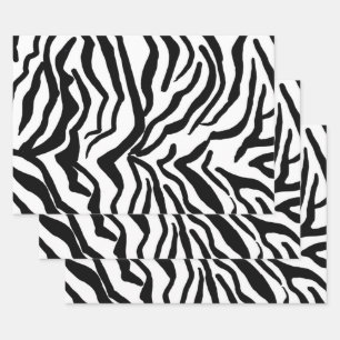 Zebra Black And White Hide Fur Pattern  Wrapping Paper Sheets