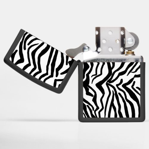 Zebra Black And White Hide Fur Pattern Zippo Lighter