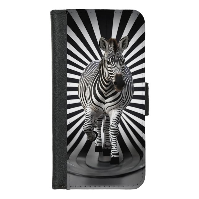 Zebra black and white illusion iPhone wallet case (Front)