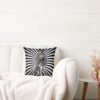Zebra black and white illusion throw pillow