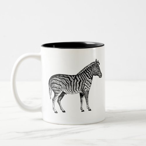 Zebra Black and White Illustration Two_Tone Coffee Mug