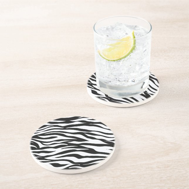 Zebra Black and White Pattern Drink Coasters (Side)