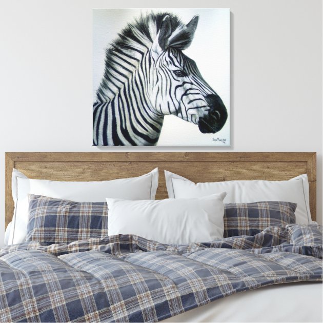Zebra Black and White Large Canvas Print 