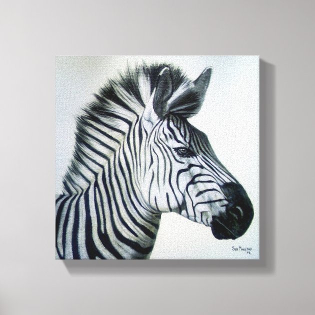 Zebra Black and White Small Canvas Print