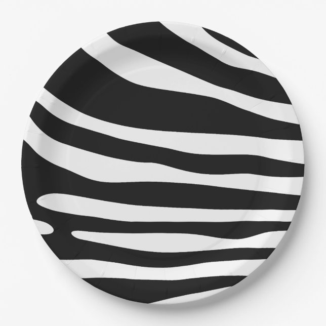 Zebra black and white print paper plates (Front)