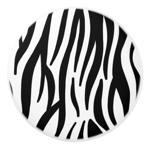 Zebra Black and White Stripe Printed Ceramic Knob