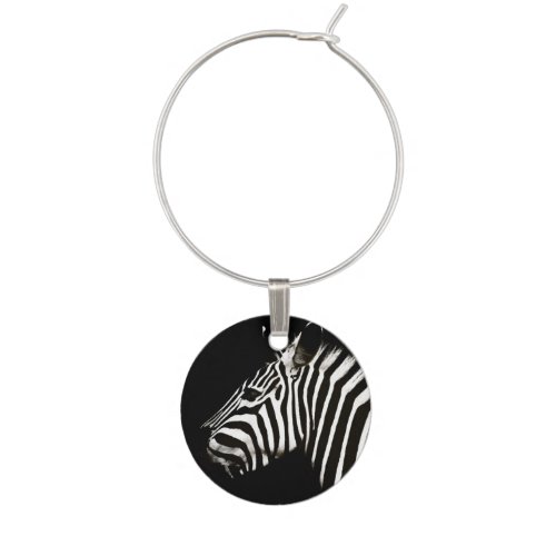 Zebra Black and White Stripes Animal Wine Charm
