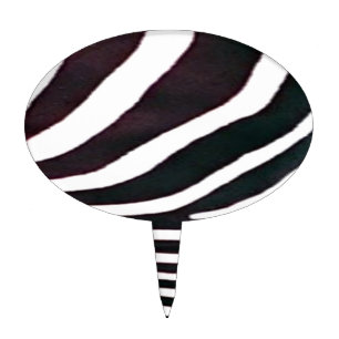 Zebra Black and White Stripes Print Cake Topper