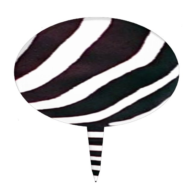 Zebra Black and White Stripes Print Cake Topper (Front)
