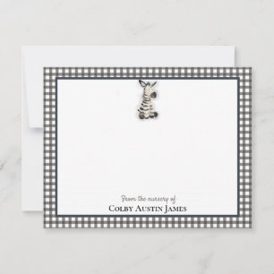 Zebra Black Baby Shower Thank You Note Card