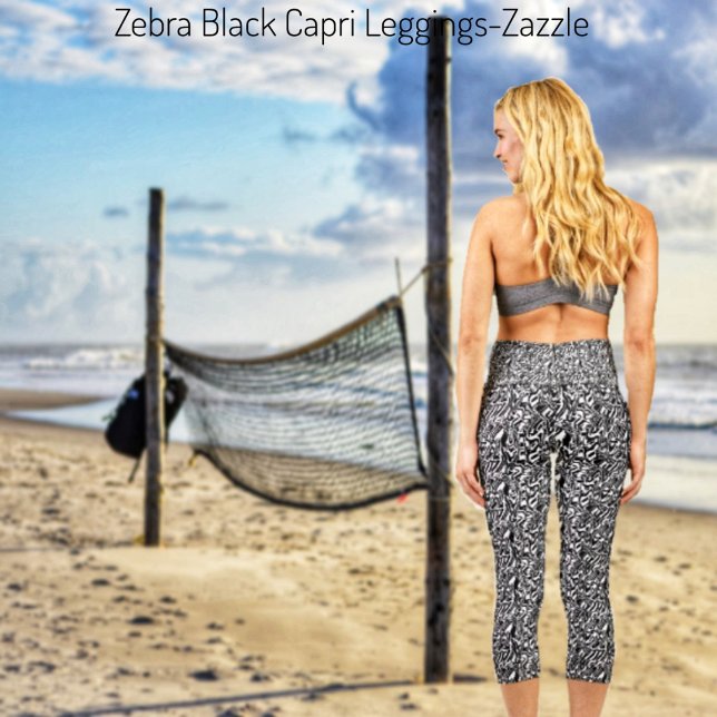 Zebra Black Capri Leggings (Creator Uploaded)
