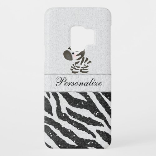 Zebra Black Faux Glitter  Printed Ribbons Case_Mate Samsung Galaxy S9 Case