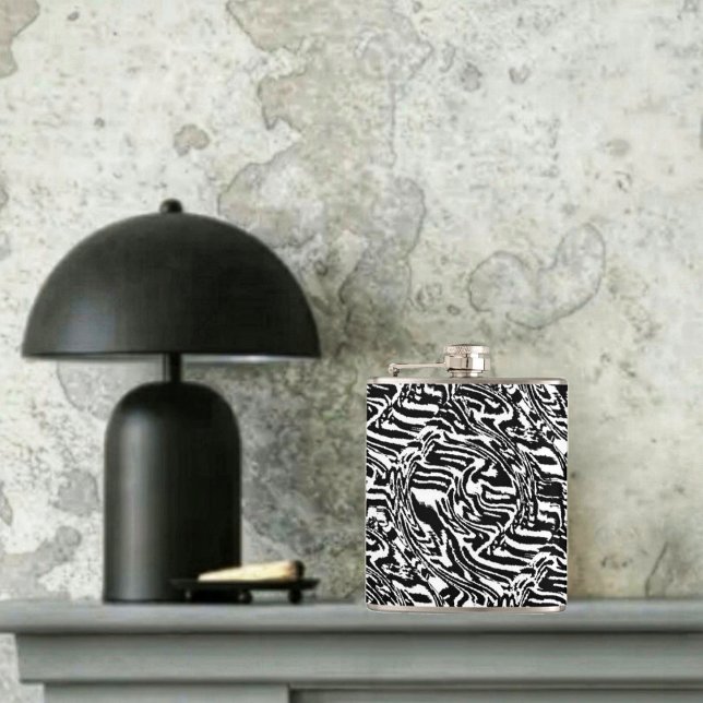 Zebra Black Flask (The patterns in this Zebra Black Flask design, resembles the mudcloth patterns of African cloth!)