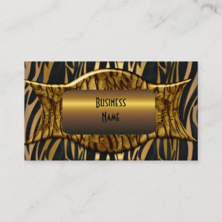 Zebra Black Gold Elegant Business Card