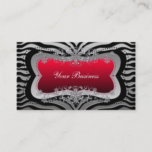 Customizable Zebra Black Red Silver Elegant Business Business Card