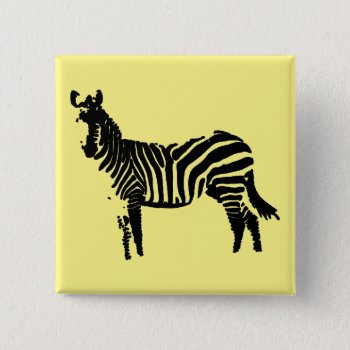 Zebra Black Silhouette Button Badge Pin by FunnyBusiness at Zazzle