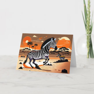 Zebra: Black, White, and Orange Card