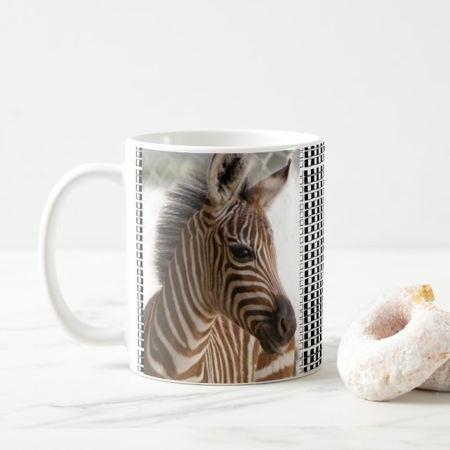 Zebra Black & White Checkered Mug (With Donut)