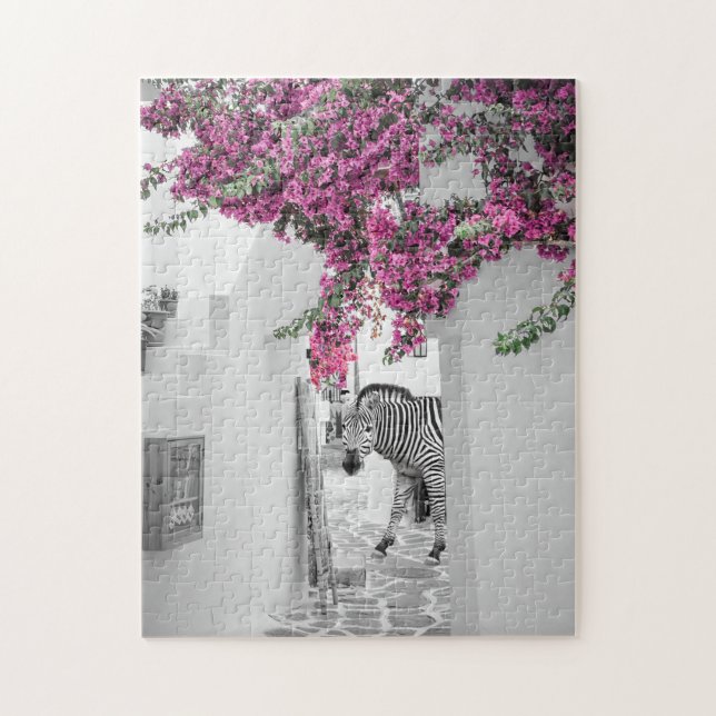 Zebra Black White Courtyard Art  Jigsaw Puzzle (Vertical)