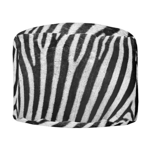 Zebra Black  White Striped Skin Texture Template Pouf