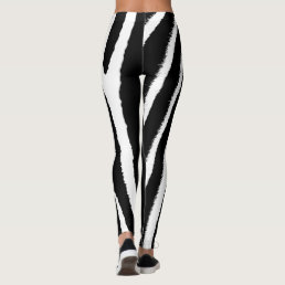 Zebra Black &amp; White Vertical Pattern Leggings