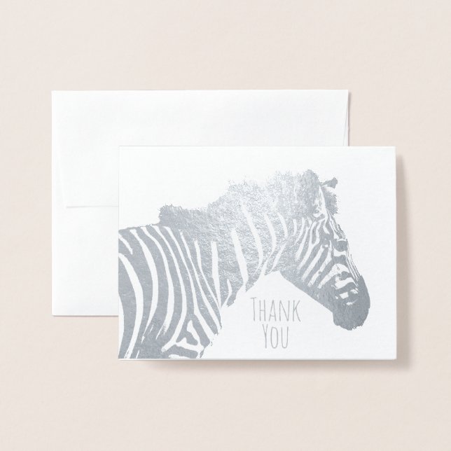 Zebra Blank All Occasion Wildlife Silver Foil Card (Front With Envelope)