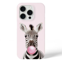 Zebra Blowing Pink Bubble Gum Playful Art