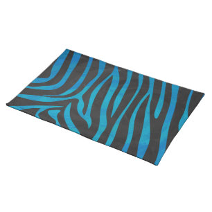 Zebra Blue and Black Print Cloth Placemat