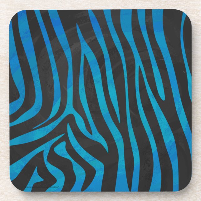 Zebra Blue and Black Print Coaster (Front)