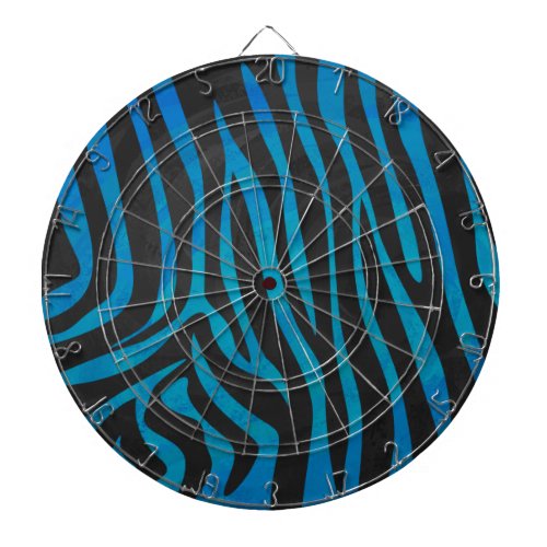 Zebra Blue and Black Print Dart Board