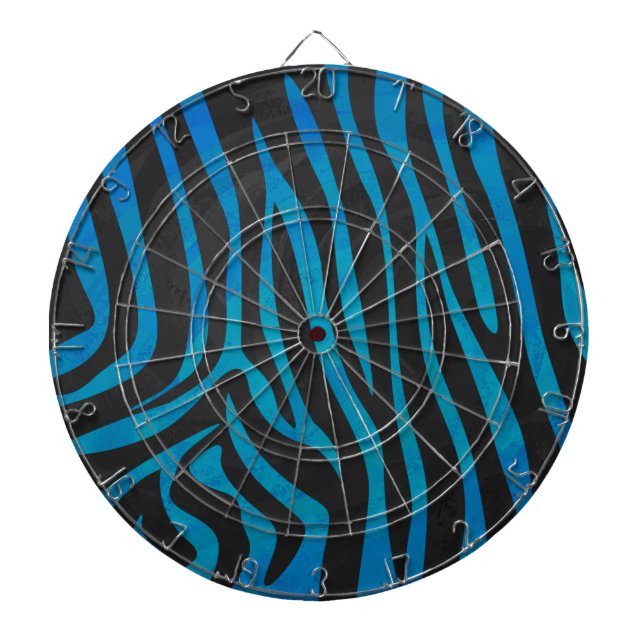 Zebra Blue and Black Print Dart Board (Front)