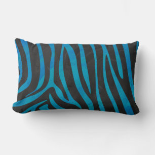 Zebra Blue and Black Print Lumbar Pillow