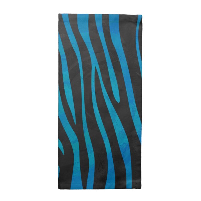 Zebra Blue and Black Print Napkin (Half Fold)