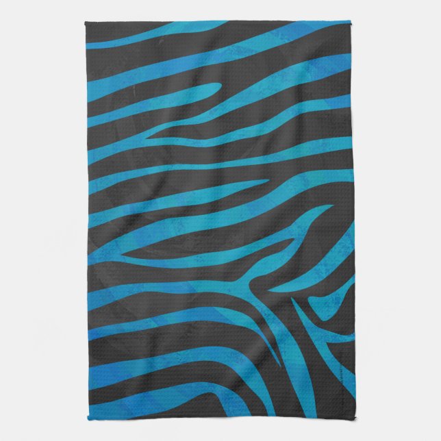 Zebra Blue and Black Print Towel (Vertical)