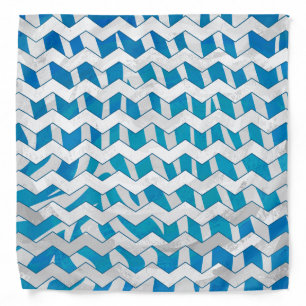 Zebra Blue and White Chevron Bandana