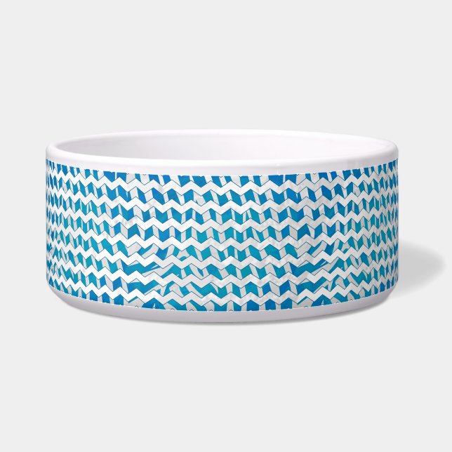 Zebra Blue and White Chevron Bowl (Right)