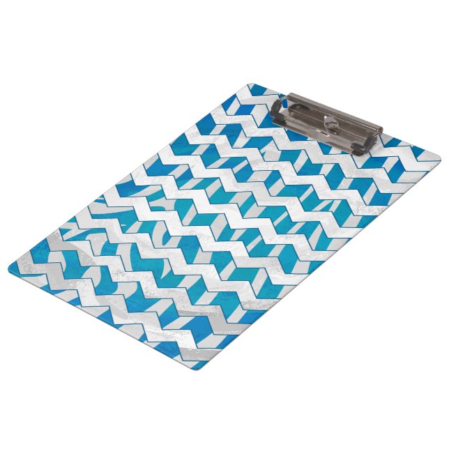 Zebra Blue and White Chevron Clipboard (Angled)