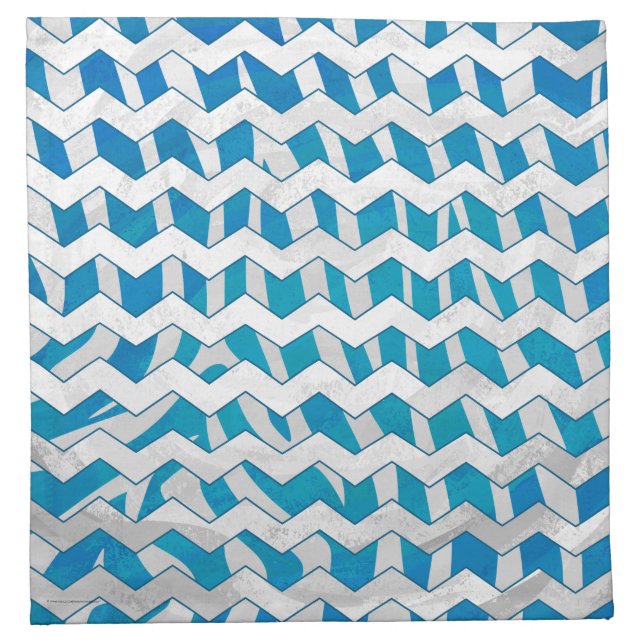 Zebra Blue and White Chevron Cloth Napkin (Front)