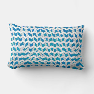 Zebra Blue and White Chevron Lumbar Pillow
