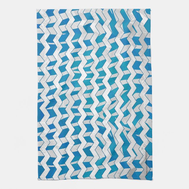 Zebra Blue and White Chevron Towel (Vertical)