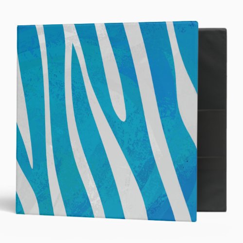 Zebra Blue and White Print 3 Ring Binder