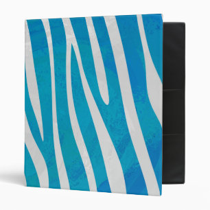Zebra Blue and White Print 3 Ring Binder